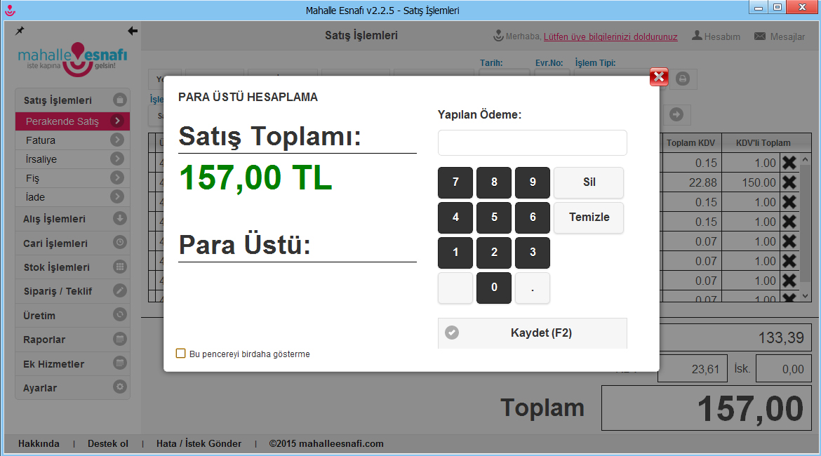 Para Üstü Hesaplama