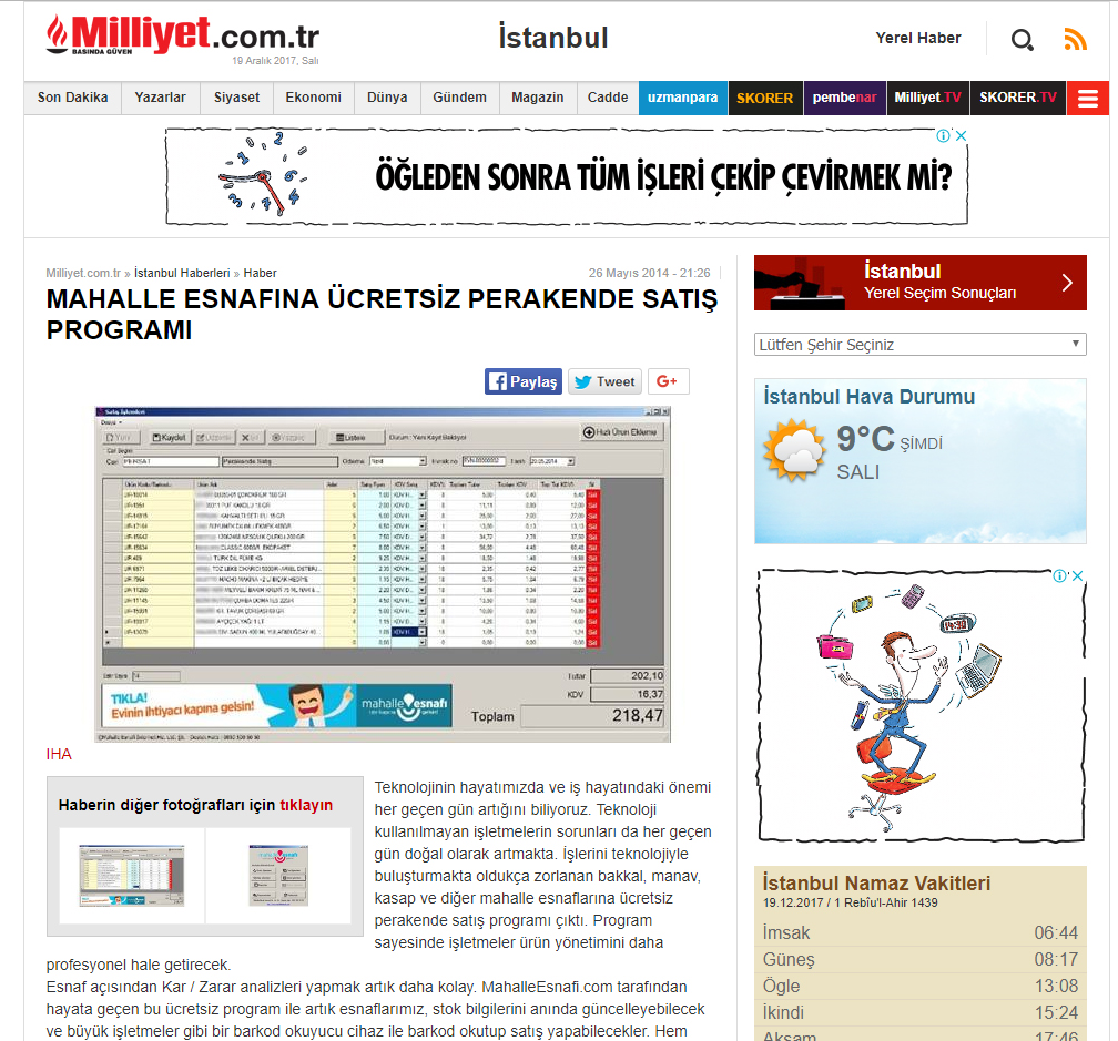 Milliyet - MAHALLE ESNAFINA ÜCRETSİZ PERAKENDE SATIŞ PROGRAMI