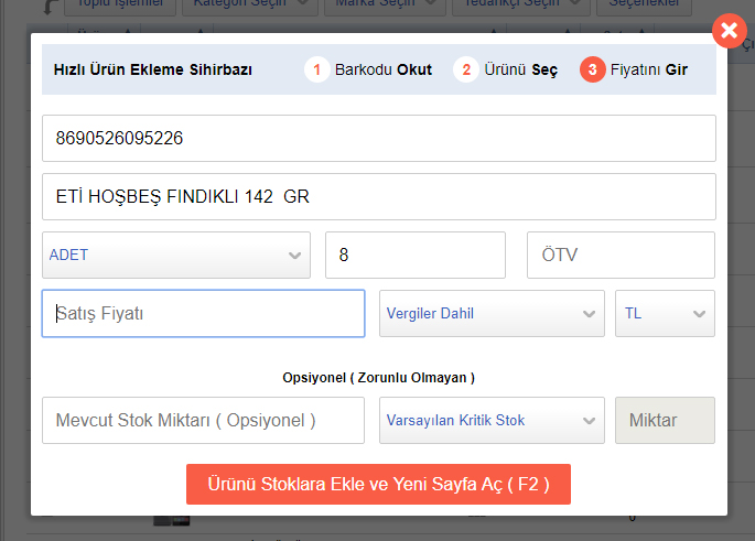 Ürün Ekleme Sihirbazı